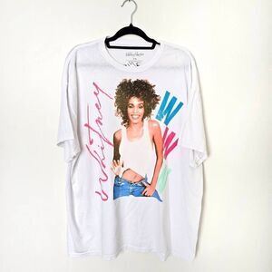 Urban‎ Outfitters Whitney Houston Shirt Women's Small White Graphic Normcore Tee